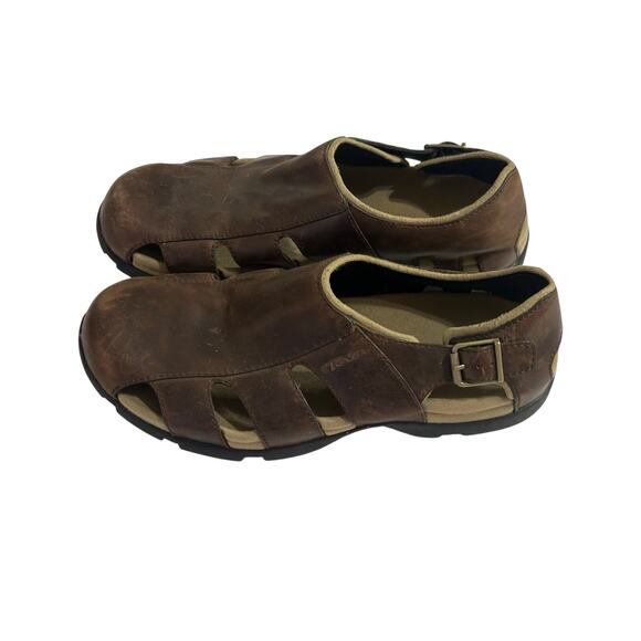 Teva Men's size 11 Brown Leather Fisherman Sandals - Picture 6 of 7